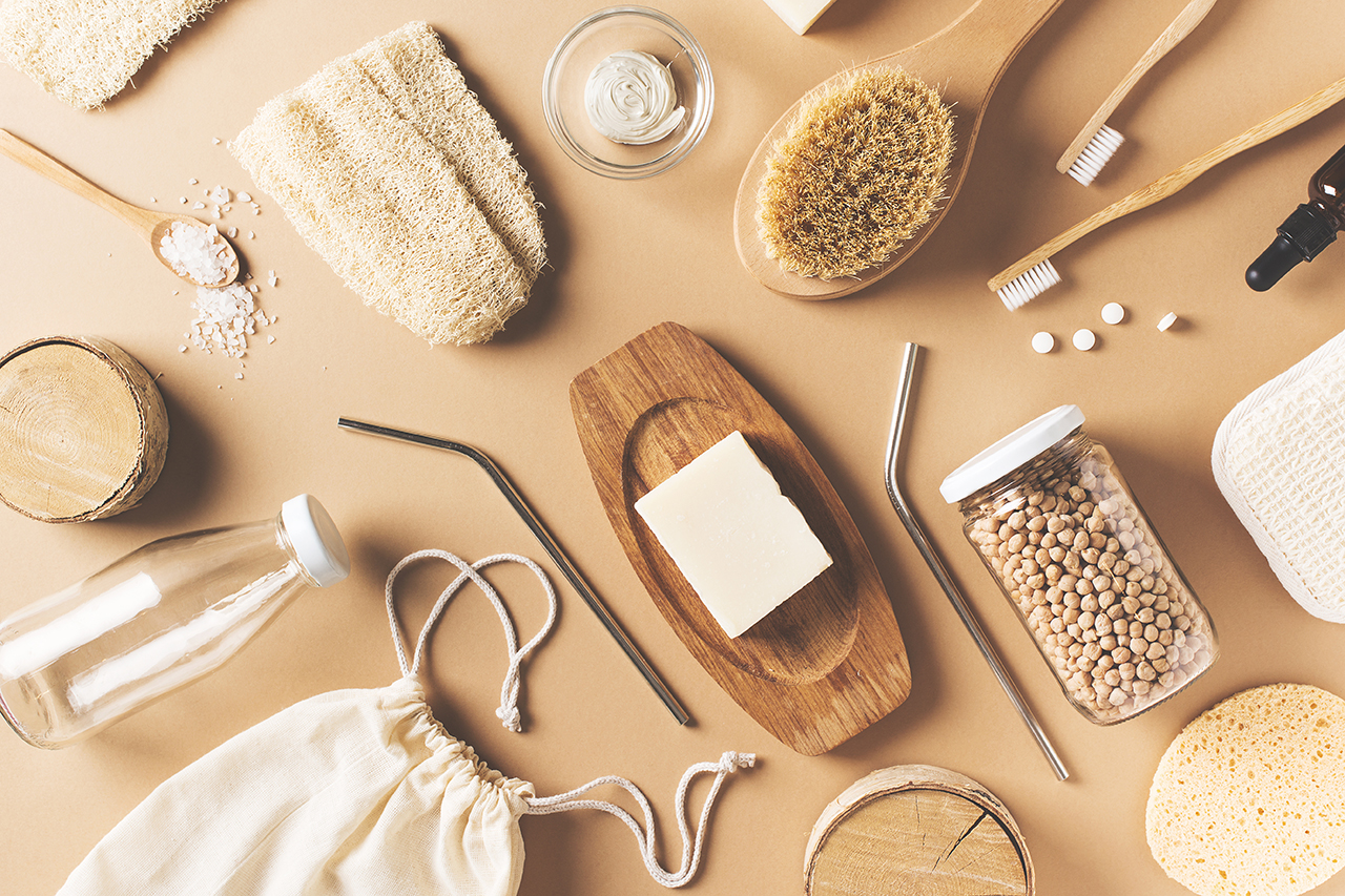 Bath natural accessories and skin care cosmetics, zero waste the Consignes de ce que je dois trier dans mon bac d'emballages recyclables