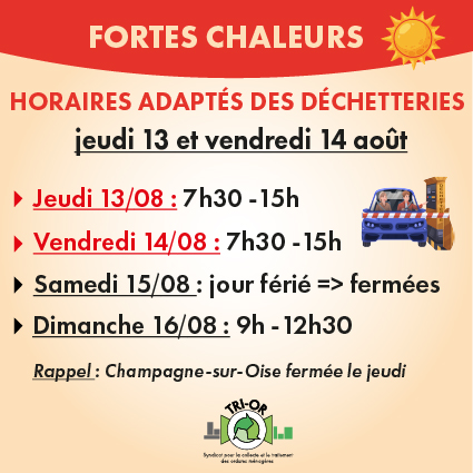 ENCART HORAIRES DECHETTERIES 13 AU 16 AOUT 2026